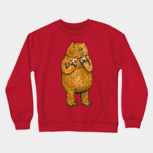 A Bear Doublefisting some Pizza Slices Crewneck Sweatshirt